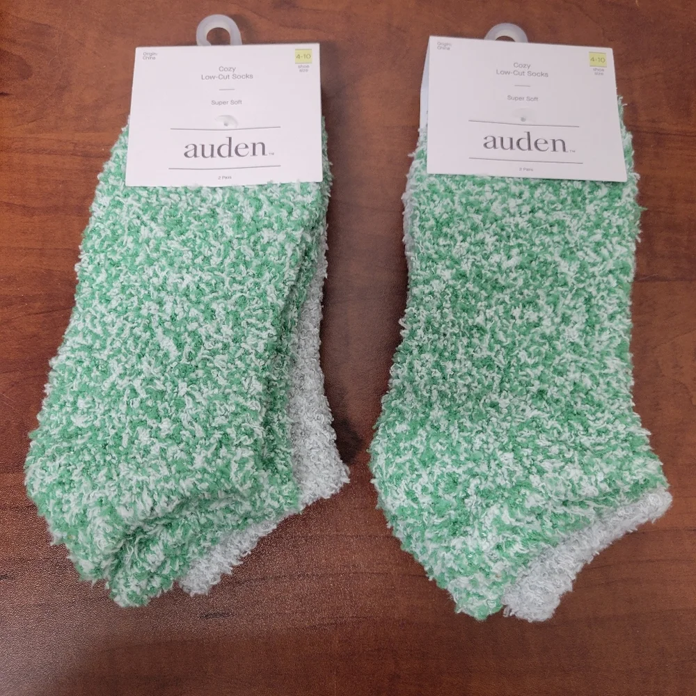 Auden Soft Green and Gray Cozy Low-cut Socks Nwt